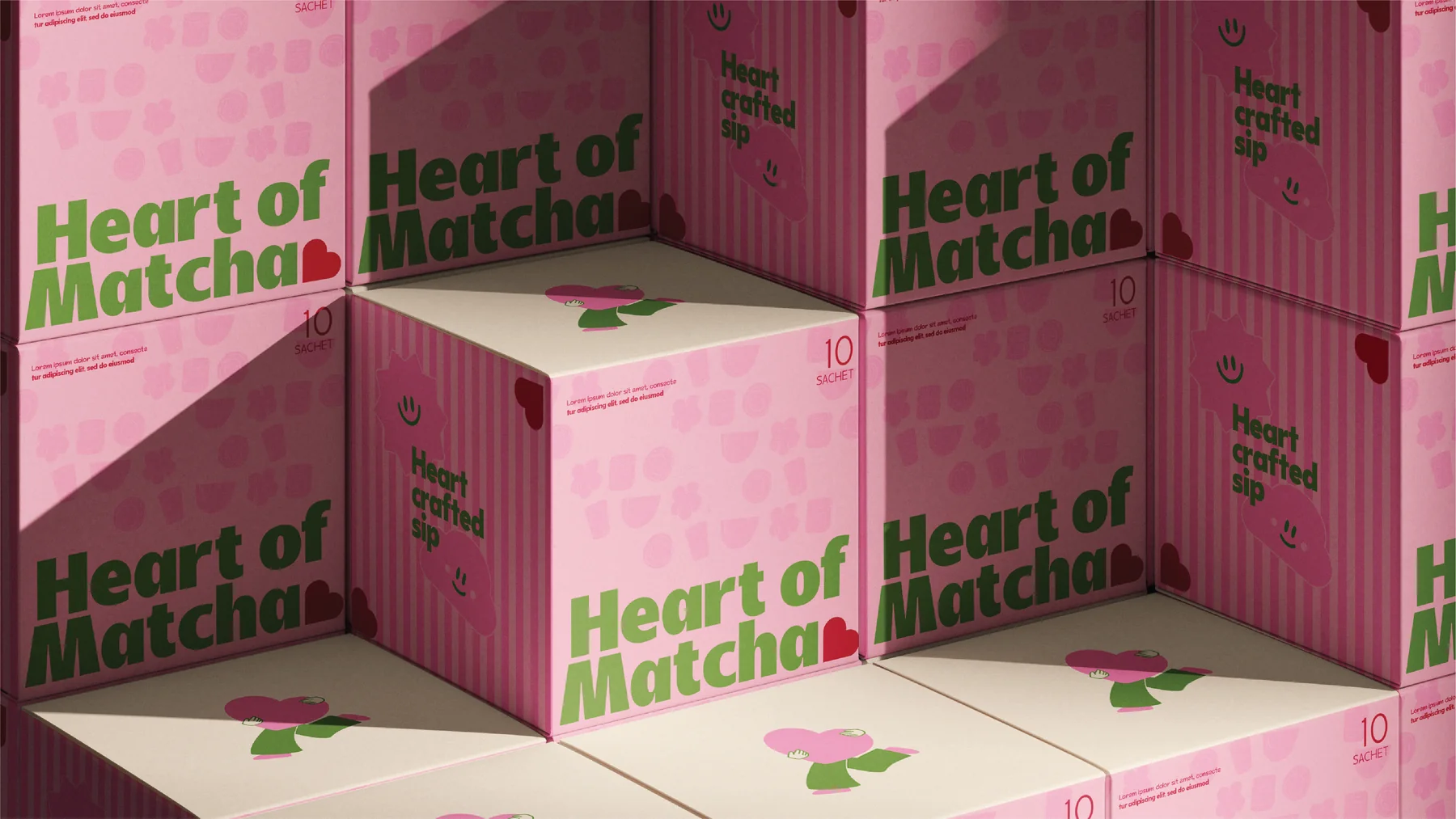 Heart of Matcha cups and tins by Lircle Creative Studio