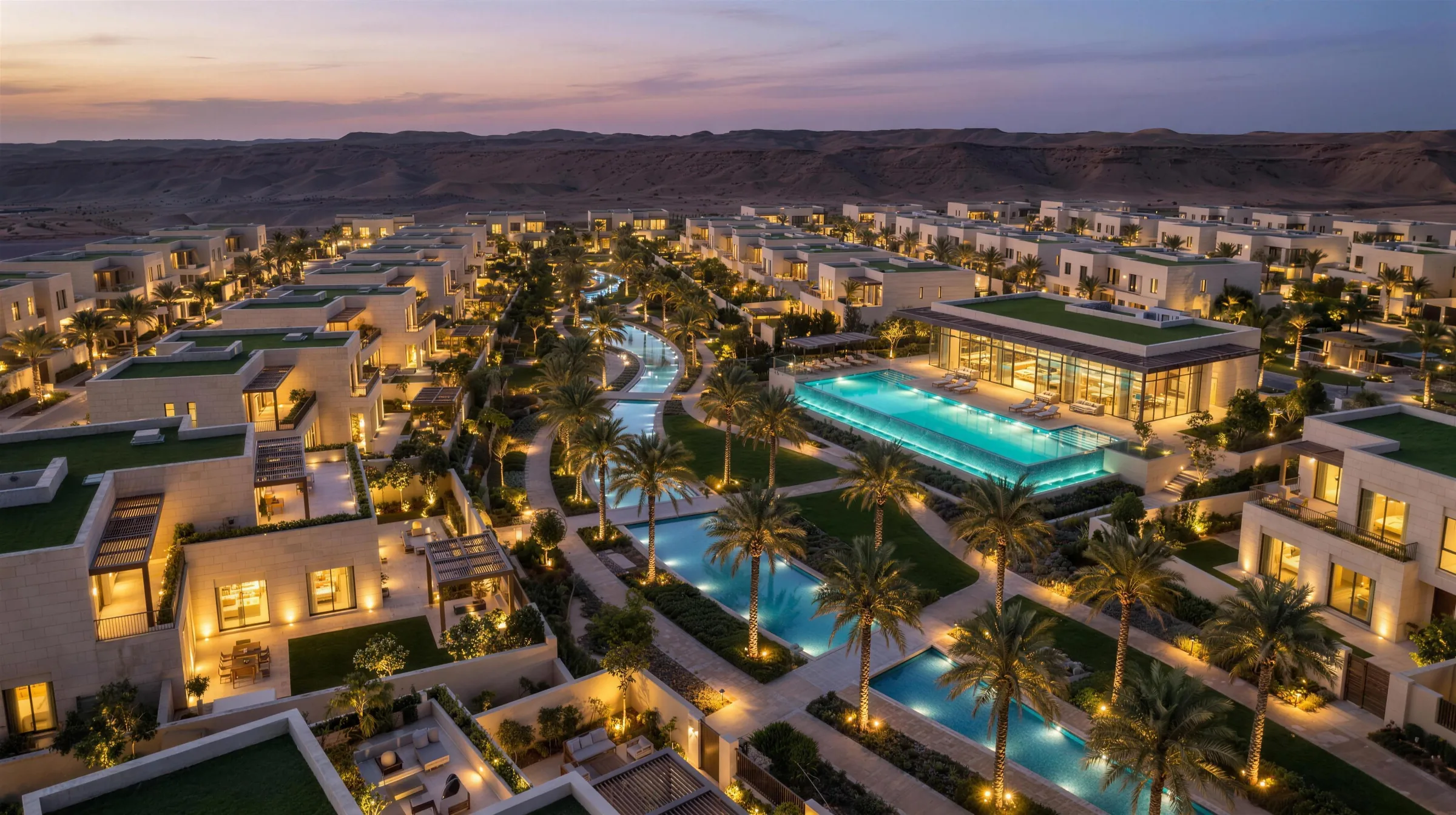 مجمع فلل عند الغسق في الرياض